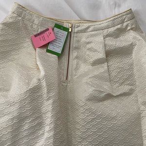 Cameo white metallic scallop jacquard/brocade Terrace skirt